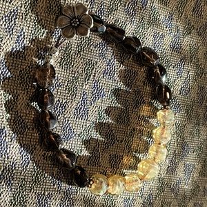 Rich Smokey quartz and Murano glass beaded bracelet handmade by me!